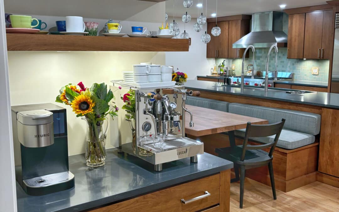 Modern elegant kitchen with coffee corner made by Capozzi Design Build